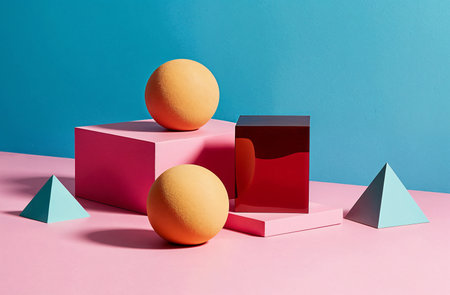 Minimalist abstract background with geometric shapes. 3d render.の素材