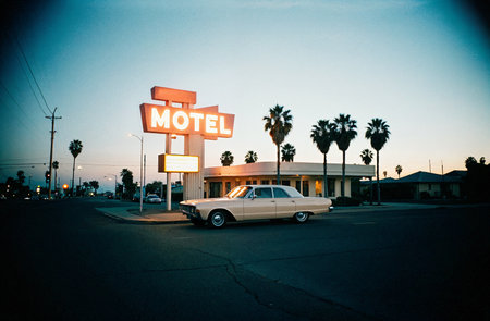 Old gas station in Los Angeles, California, United States of Americaの素材