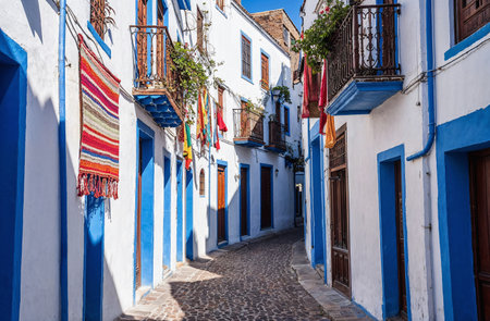 Street of the old town of Chefchaouen, Morocco.の素材