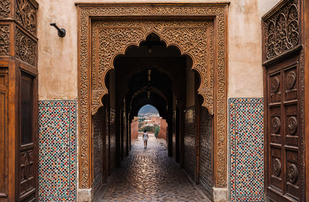 View of the entrance to the Qutub Minar in Rabat, Moroccoの素材