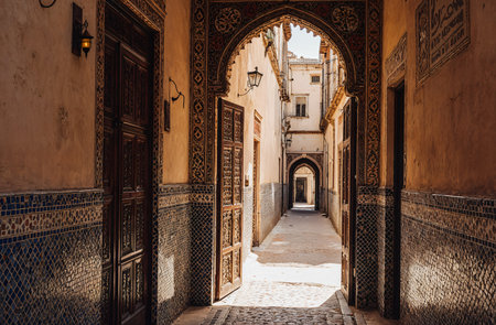 Narrow alley in Alhambra palace, Granada, Spainの素材