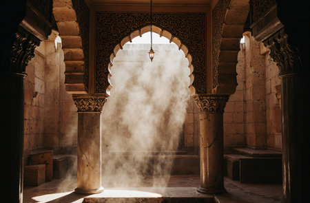 Interior of the Hassan II Mosque in Casablanca, Moroccoの素材