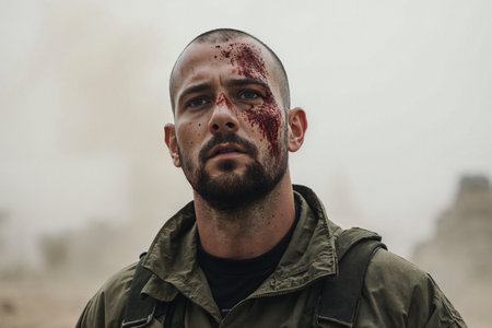 Member of Red Star military history club wears historical German uniform during historical reenactment of WWII in Chernigow, Ukraineの素材