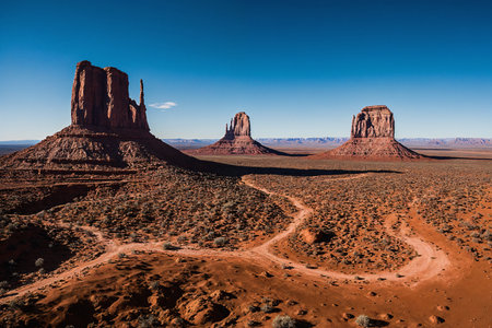 Monument Valley in Navajo Tribal Lands of Arizona and Utah, USAの素材