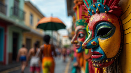 Traditional masks in Cartagena, Colombia.の素材