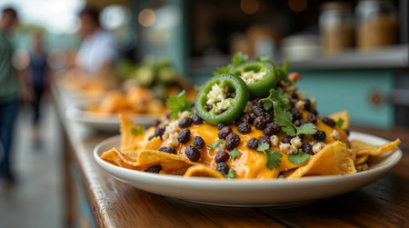Mexican nachos with guacamole and chilliの素材