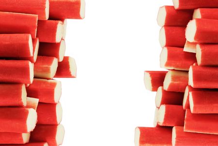 Crabsticks on white background. Fresh seafood