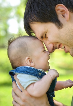 Father with his son  Focus on babies faceの写真素材
