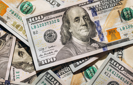 Background of hundred dollars bank notes