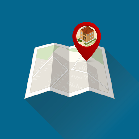Home pointer on map vector creative concept illustrationのイラスト素材