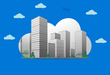 Cloud city vector creative concept illustrationのイラスト素材