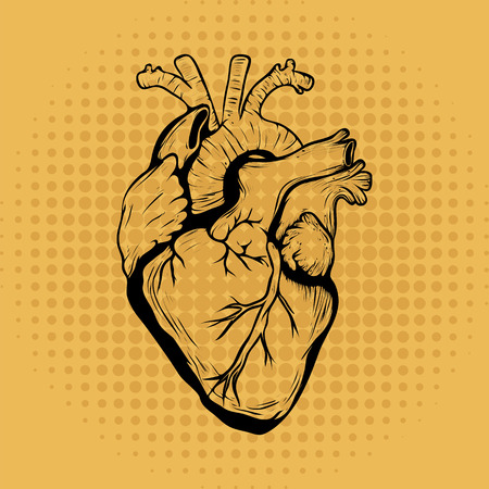 Human heart on vintage backgroundのイラスト素材