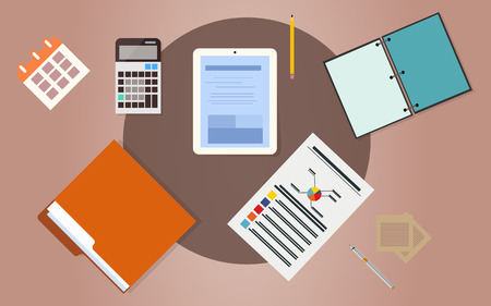 Work desk creative concept vector illustrationのイラスト素材