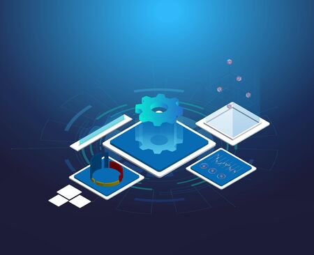 Modern design isometric concept of Data Analysisのイラスト素材