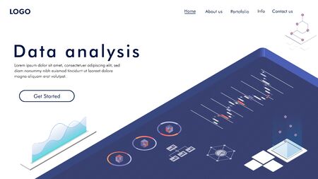 Modern design isometric concept of Data Analysisのイラスト素材