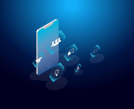 Digital Business Concept, Marketing icons, SEO, Vector Illustration .のイラスト素材