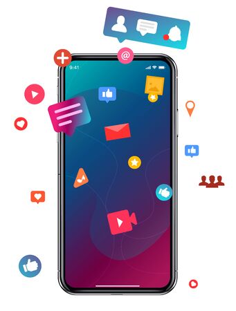 Social media,social network concept with smart phoneのイラスト素材