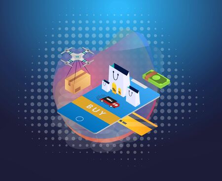 Online Shopping. Modern isometric design concept. Easy to edit and customize. Vector illustrationのイラスト素材