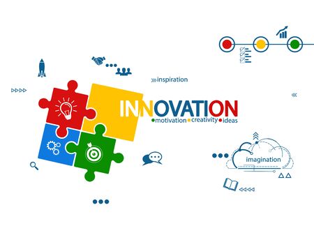 Innovation creative puzzle concept vector illustrationのイラスト素材