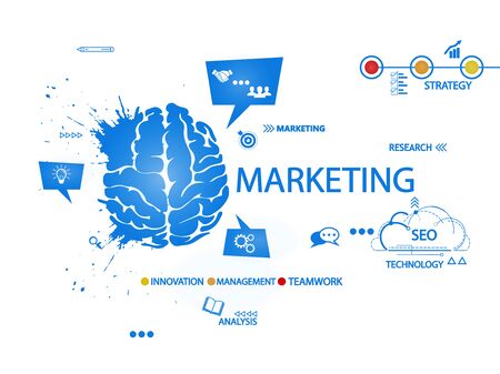 Marketing brain creative concept vector illustrationのイラスト素材