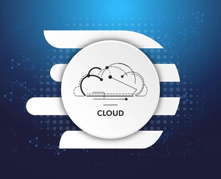Cloud on digital background, cloud computing concept with abstract blue technology background.のイラスト素材