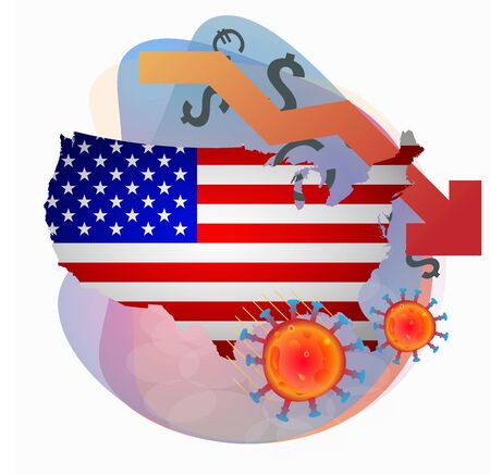 COVID-19 coronavirus epidemic.USA map. Global COVID-19 coronavirus pandemic. Vector Illustration.のイラスト素材