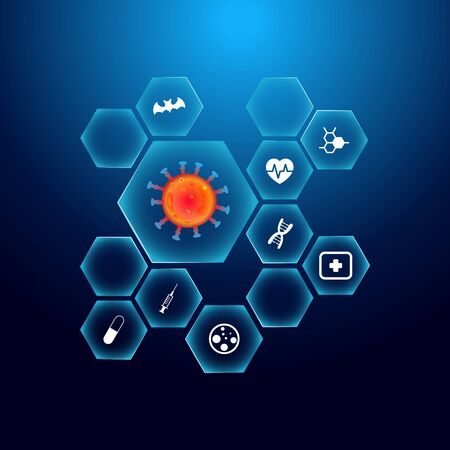 COVID-2019 Coronavirus in world. Quarantine and global recession.のイラスト素材