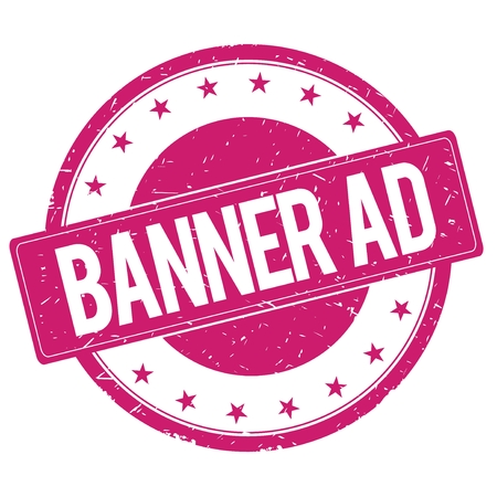 BANNER-AD stamp sign text word logo magenta pink.の写真素材