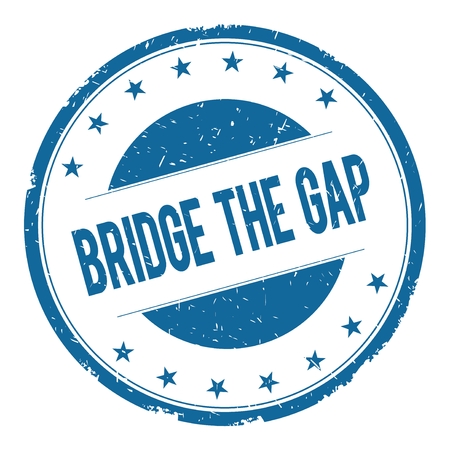 BRIDGE THE GAP stamp sign text word logo blue.の写真素材