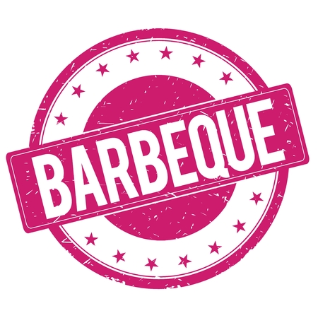 BARBEQUE stamp sign text word logo magenta pink.の写真素材