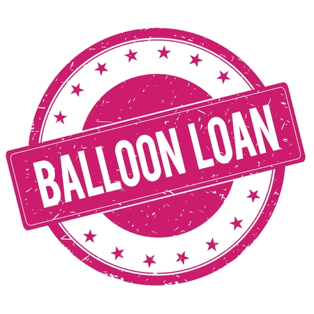 BALLOON-LOAN stamp sign text word logo magenta pink.の写真素材
