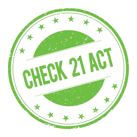 CHECK-21-ACT stamp sign text word logo green.の写真素材