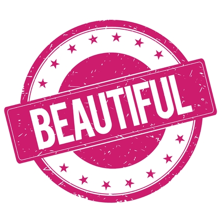 BEAUTIFUL stamp sign text word logo magenta pink.の写真素材