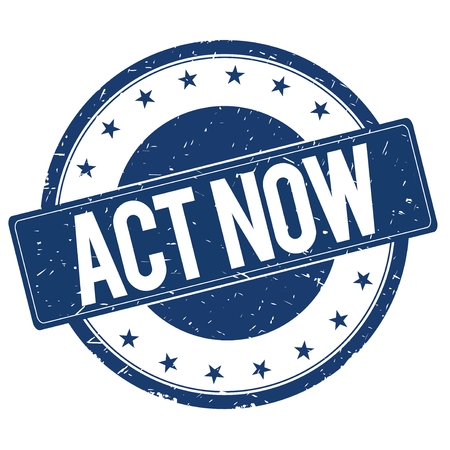 ACT NOW stamp sign text word logo blue.の写真素材