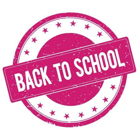 BACK-TO-SCHOOL stamp sign text word logo magenta pink.の写真素材