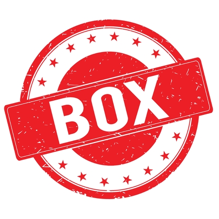 BOX stamp sign text word logo red.の写真素材