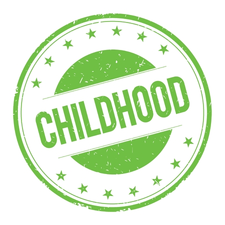 CHILDHOOD stamp sign text word logo green.の写真素材