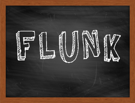 FLUNK  hand writing text on black chalkboardの写真素材