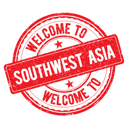 SOUTHWEST ASIA. Welcome to stamp sign illustrationの写真素材