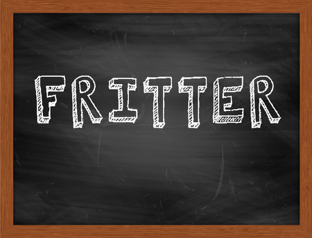 FRITTER  hand writing text on black chalkboardの写真素材