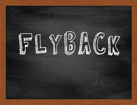 FLYBACK  hand writing text on black chalkboardの写真素材