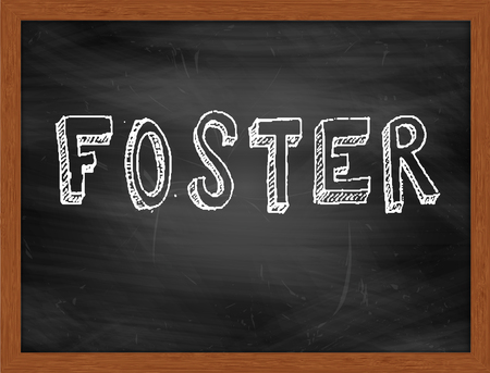 FOSTER  hand writing text on black chalkboardの写真素材