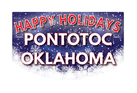 PONTOTOC OKLAHOMA  Happy Holidays greeting cardの写真素材