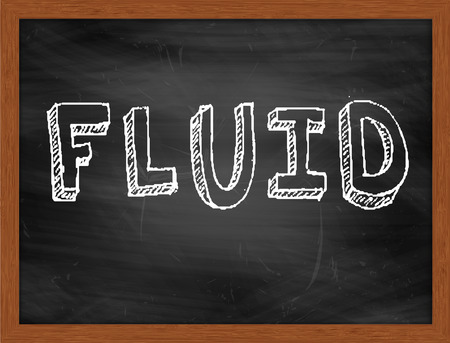 FLUID  hand writing text on black chalkboardの写真素材