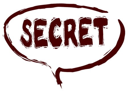 Red marker sketched speech bubble with SECRET message. Illustrationの写真素材