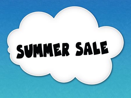 White cloud with SUMMER SALE message on blue sky background. Illustrationの写真素材