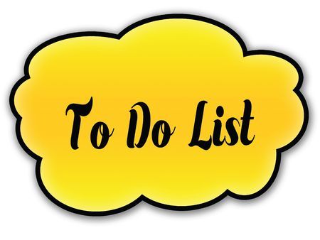 TO DO LIST handwritten on yellow cloud with white background. Illustrationの写真素材