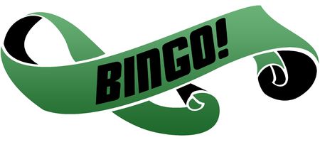 Green scrolled ribbon with BINGO   message. Illustration imageの写真素材