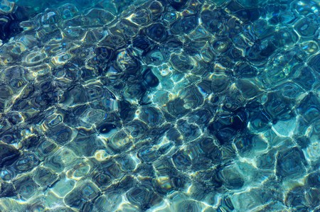 Water surface and waves with optical refractionの写真素材