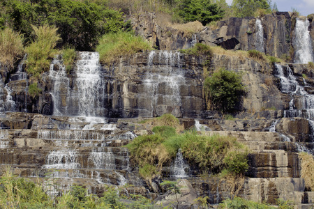 waterfall pongour at low season, nobody of tourists in reserveの写真素材
